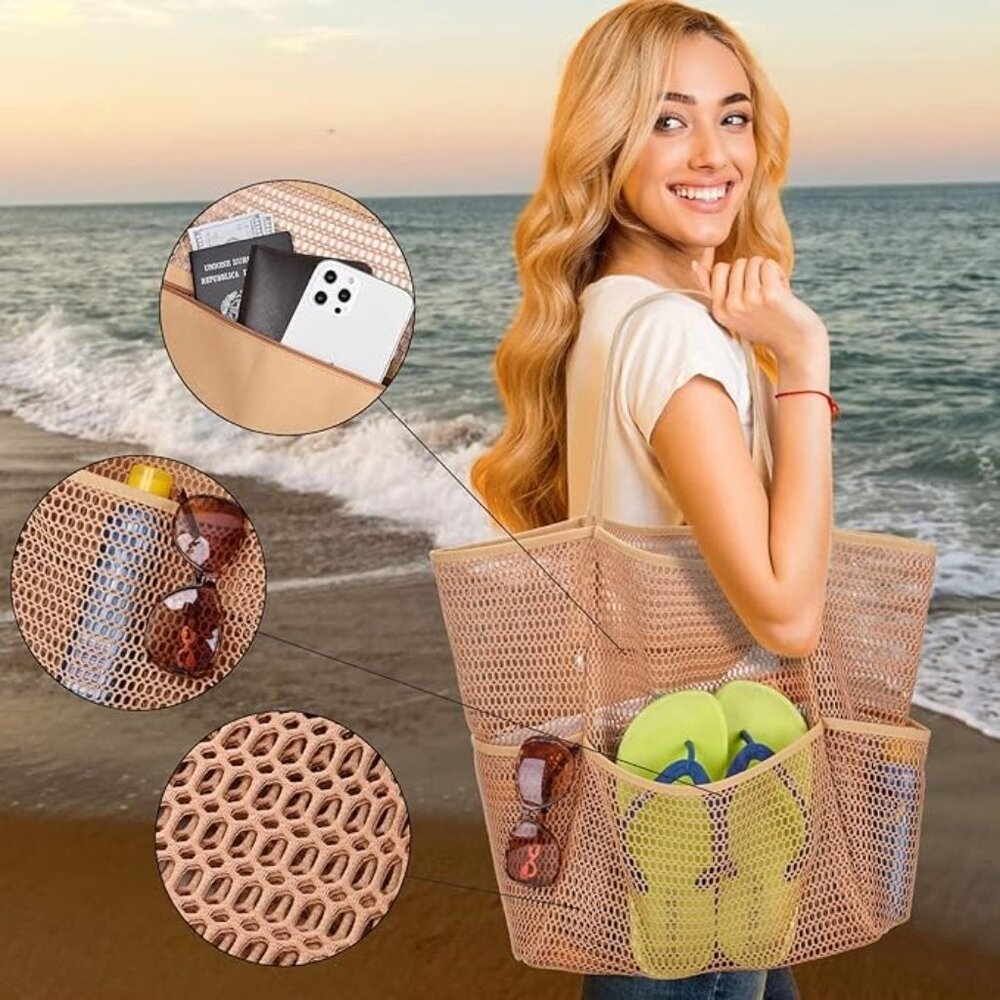 NEW! Mesh Beach Tote Bag Waterproof for Beach and Pool - Picture 7 of 10